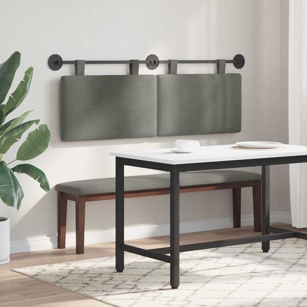 vidaXL H&aelig;ngende Hovedgavl Ensfarvet Lysegr&aring; 150 x 55 x 5 cm Velourstof