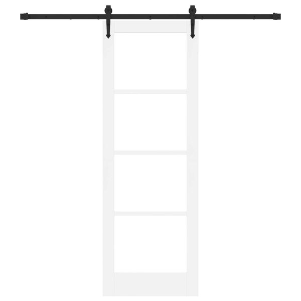 vidaXL Skyded&oslash;r Hvid og sort 73,5 x 211 cm Massivt fyrretr&aelig; og glas