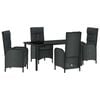 vidaXL Have Spisebordss&aelig;t 5 stk. Sort polyrattan