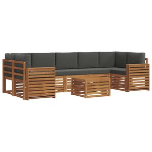 vidaXL Sofas&aelig;t med pude 8 pcs Naturlig og Antracit Massivt Akacietr&aelig;