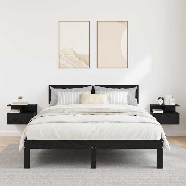 vidaXL Flydende Natbord 2 pcs Sort eg 40 x 31 x 28 cm Konstrueret tr&aelig;