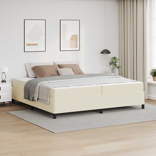 vidaXL Sengestel med madras Creme 200 x 200 cm Stof