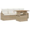 vidaXL Havesofa S&aelig;t med pude 5 pcs Beige Poly rattan