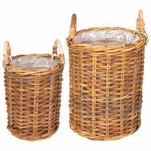 vidaXL Planter Kurv GENDT 2 stk. Naturlig Brun Kubu rattan