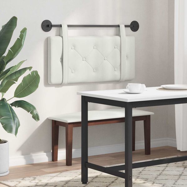 vidaXL H&aelig;ngende Hovedgavl V&aelig;gmonteret Hvid 90 cm Faux l&aelig;der