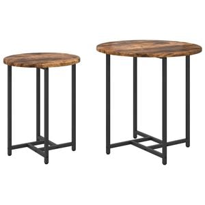 vidaXL Sidebordss&aelig;t 2 pcs R&oslash;get Eg og Sort