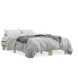 vidaXL sengestel 120x200 cm konstrueret tr&aelig; og metal sonoma-eg
