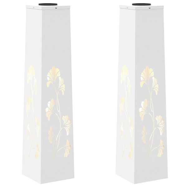 vidaXL Solar LED sti lys 2 pcs Hvid Koldvalset St&aring;l