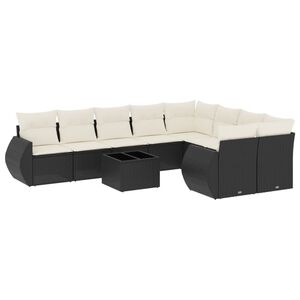 vidaXL sofas&aelig;t til haven 10 dele med hynder polyrattan sort