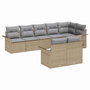 vidaXL Havesofa S&aelig;t med pude 8 pcs Beige polyrattan