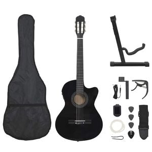vidaXL western-guitars&aelig;t 12 dele med equalizer og 6 strenge sort