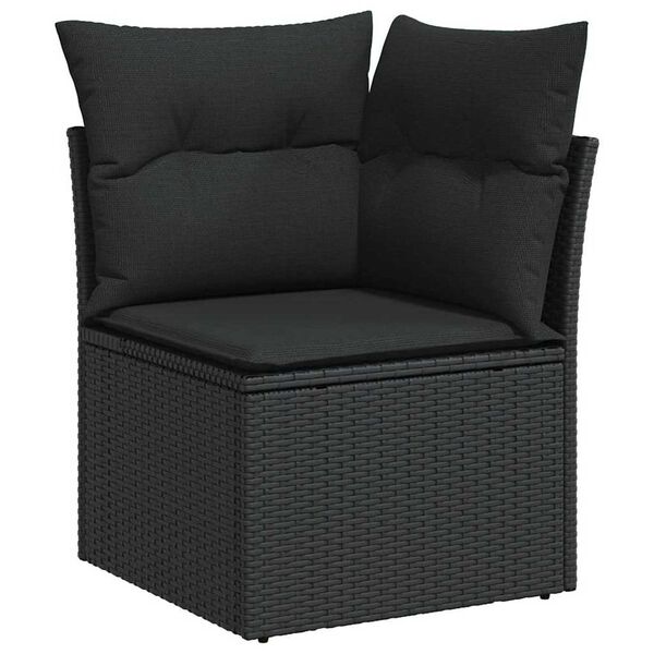 vidaXL Havesofa S&aelig;t med opbevaring 8 pcs Sort polyrattan