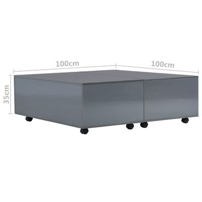 vidaXL sofabord 100x100x35 cm grå højglans