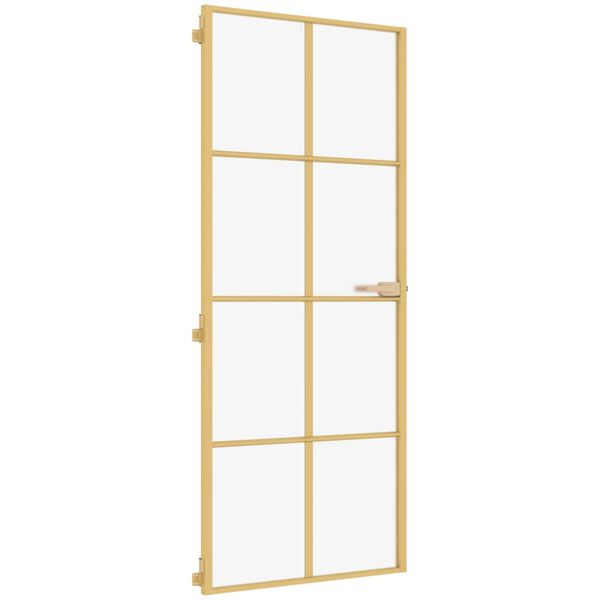 vidaXL indvendig d&oslash;r 83x201,5 cm h&aelig;rdet glas og aluminium guldfarvet