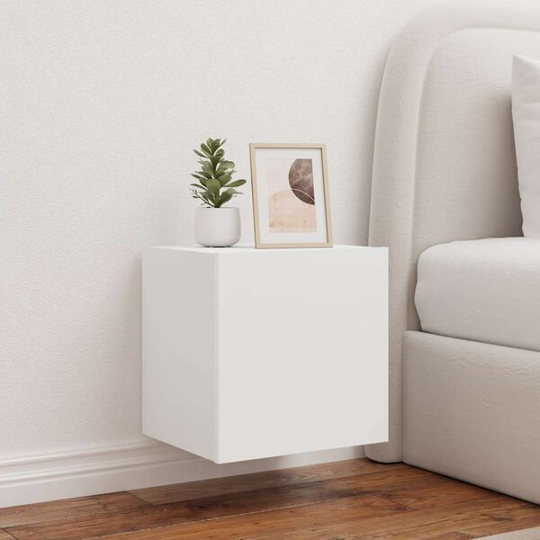 vidaXL v&aelig;gh&aelig;ngte tv-borde 2 stk. med LED-lys 40,5x35x40 cm hvid