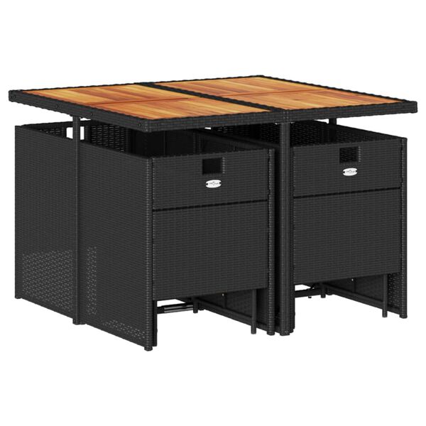 vidaXL spisebordss&aelig;t til haven 9 dele med hynder polyrattan sort