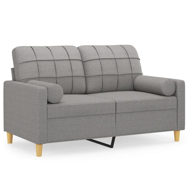 vidaXL 2-personers sofa med puder og hynder 120 cm stof lysegr&aring;