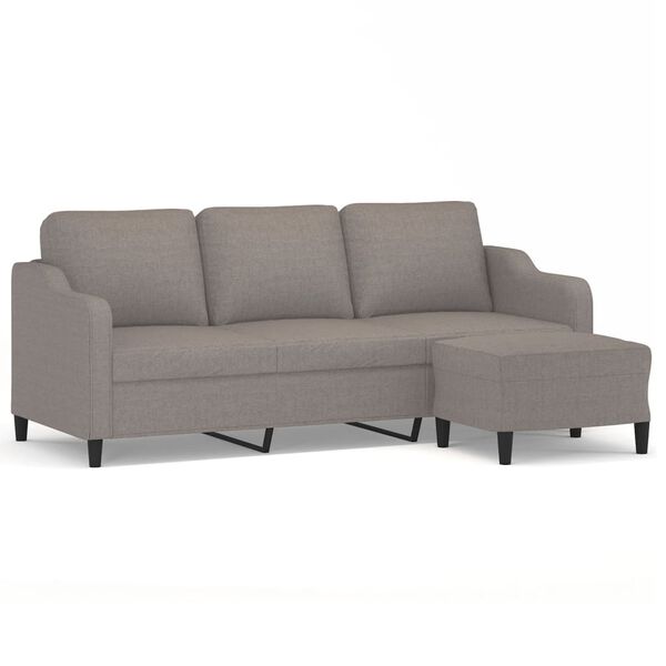 vidaXL 3-personers sofa med fodskammel 180 cm stof Gr&aring;brun