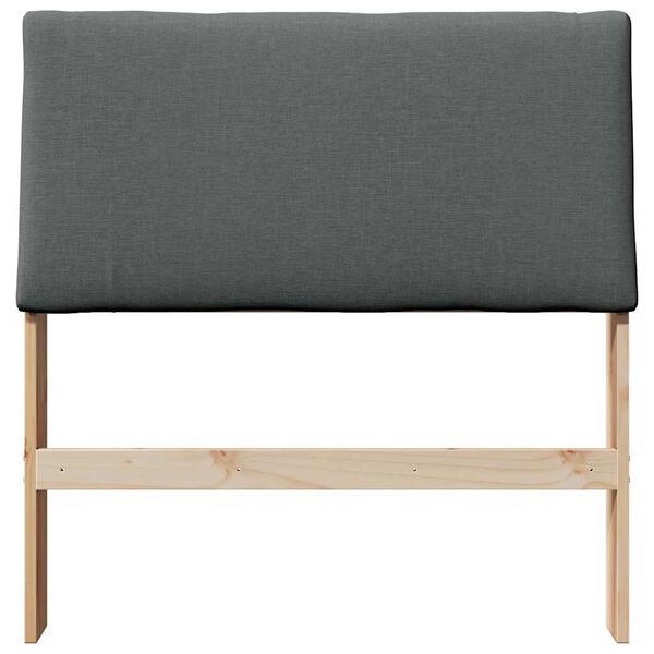 vidaXL Polstret sengegavl M&oslash;rkegr&aring; 90 cm Massiv fyrretr&aelig;