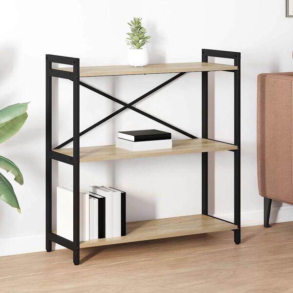 vidaXL Bogreol Sonoma eg 80 x 30 x 85 cm Konstrueret tr&aelig;