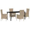 vidaXL Have Spisebordss&aelig;t 5 stk. Beige polyrattan