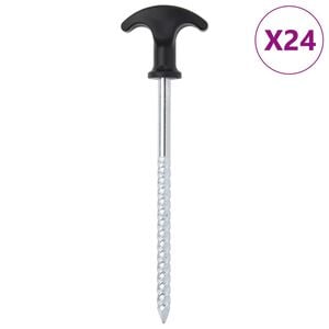 vidaXL teltpl&oslash;kker 24 stk. 17 cm &Oslash;7 mm galvaniseret st&aring;l