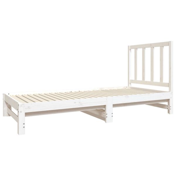 vidaXL daybed med udtr&aelig;k 2x(90x190) cm massivt fyrretr&aelig; hvid