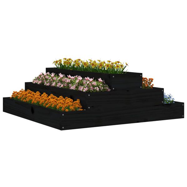 vidaXL plantekasse 80x80x27 cm massivt fyrretræ sort