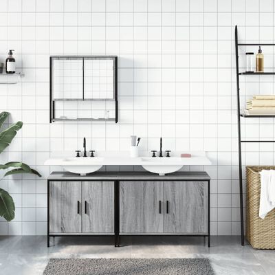 vidaXL møbelsæt til badeværelse 3 dele konstrueret træ grå sonoma-eg
