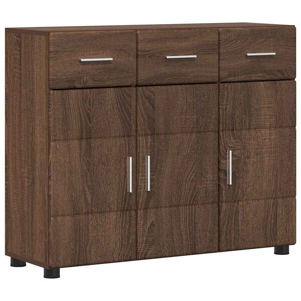 vidaXL Sideboard med hylde Brun eg 88,5 x 30,5 x 73 cm Konstrueret tr&aelig;