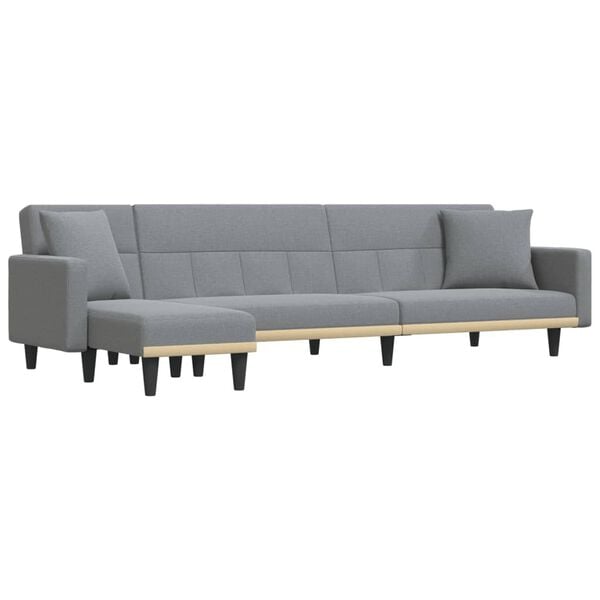 vidaXL L-formet sovesofa 275x140x70 cm stof lysegr&aring;
