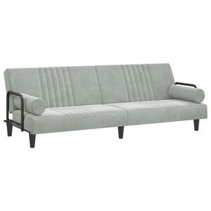 vidaXL sovesofa med arml&aelig;n velour lysegr&aring;
