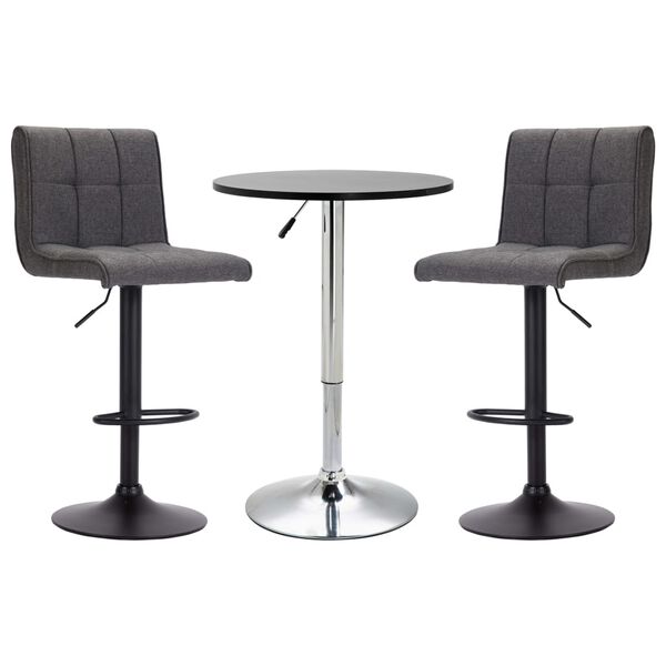 vidaXL bars&aelig;t 3 dele sort og m&oslash;rkegr&aring;