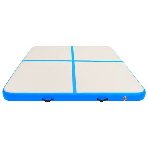 vidaXL oppustelig gymnastikm&aring;tte med pumpe 200x200x10 cm PVC bl&aring;