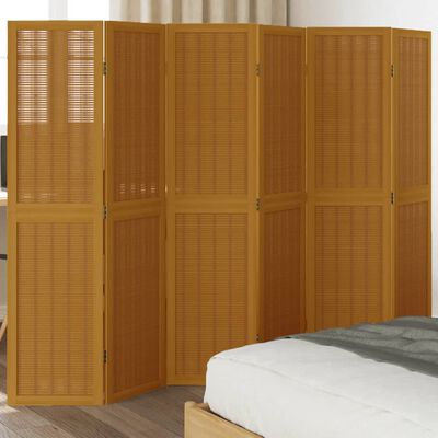 vidaXL rumdeler 6 paneler massivt kejsertræ brun