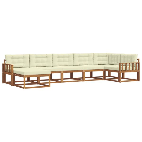 vidaXL Udend&oslash;rs sofagruppe med pude 7 pcs Naturlig og Fl&oslash;de