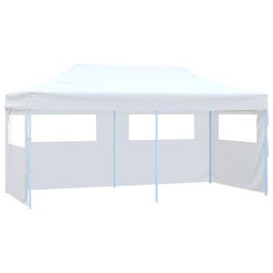 vidaXL foldbart festtelt med 4 sidev&aelig;gge 3 x 6 m st&aring;l hvid