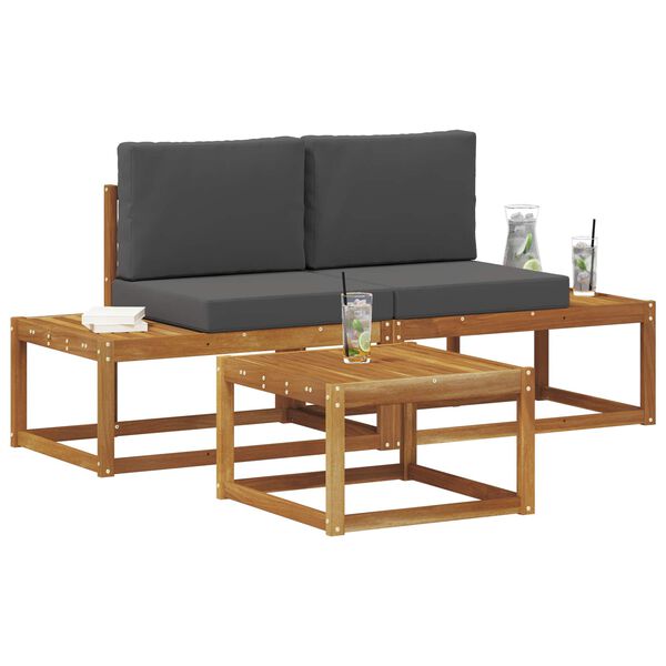 vidaXL Udend&oslash;rs sofagruppe med pude 3 pcs Naturfarvet