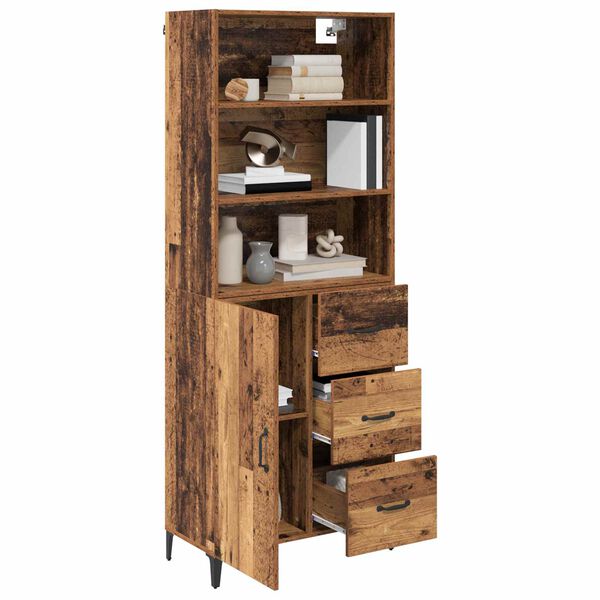 vidaXL Highboard Gammelt tr&aelig; 69,5 x 34 x 180 cm Konstrueret tr&aelig;