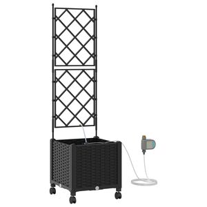 vidaXL Havekrukke med vanding og hjul Sort 40 x 40 x 148 cm PP