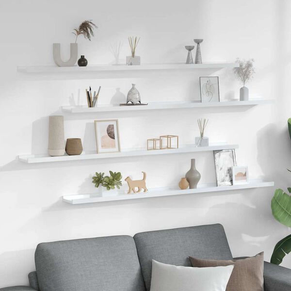 vidaXL v&aelig;ghylder 4 stk. 115x9x3 cm hvid h&oslash;jglans