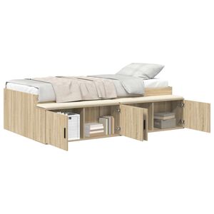 vidaXL Sengestel med skuffe Sonoma eg 90 x 200 cm Konstrueret tr&aelig;