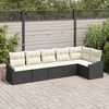 vidaXL Havesofa S&aelig;t 6 pcs Sort Poly rattan