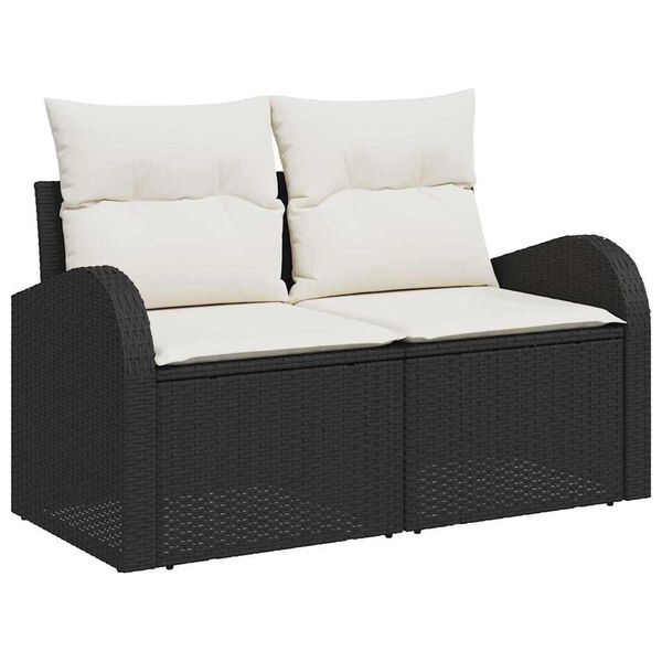 vidaXL Havesofa Sæt med pude 6 pcs Sort 100 x 55 x 73 cm Poly rattan