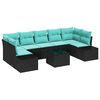 vidaXL Havesofa S&aelig;t 8 stk. Sort og turkis polyrattan