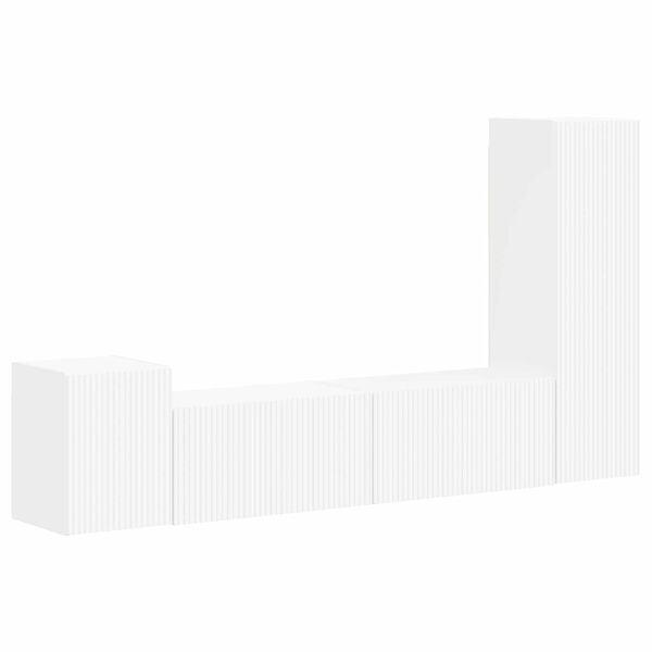 vidaXL TV-m&oslash;bels&aelig;t V&aelig;gmonteret 4 pcs Hvid Konstrueret tr&aelig;