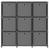 vidaXL reol med 9 rum og kasser 103x30x107,5 cm stof grå