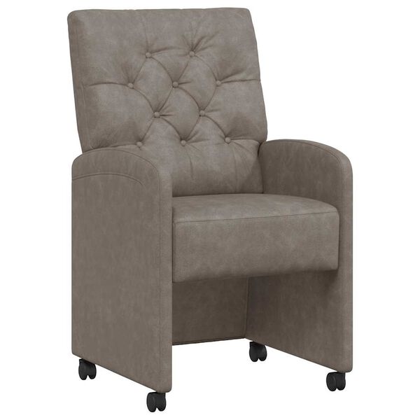 vidaXL Spisebordsstole med hjul 2 pcs Gr&aring; 58 x 67 x 97 cm Kunstl&aelig;der