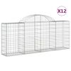 vidaXL buede gabionkurve 12 stk. 200x30x80/100 cm galvaniseret jern