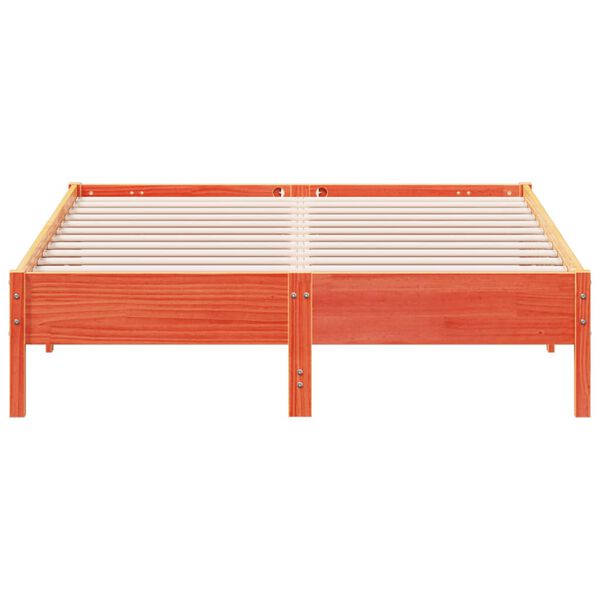 vidaXL sengeramme uden madras 140x200 cm massivt fyr gyldenbrun